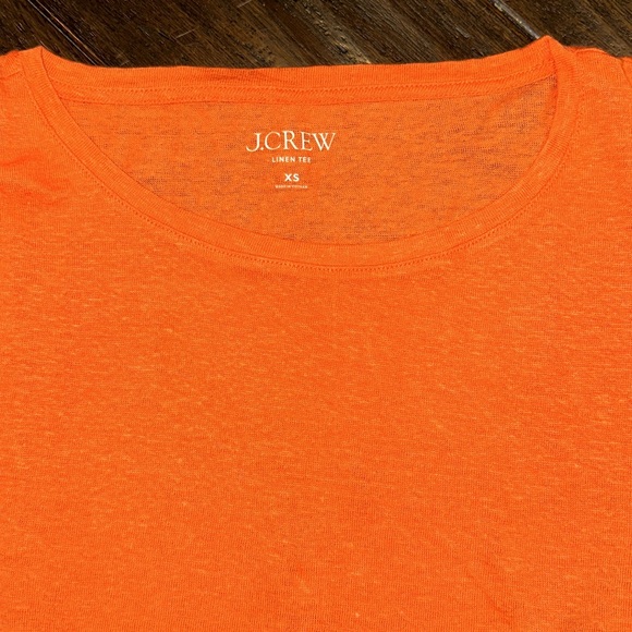 J Crew Linen Rolled-Cuff  Crewneck T-Shirt - Picture 3 of 5